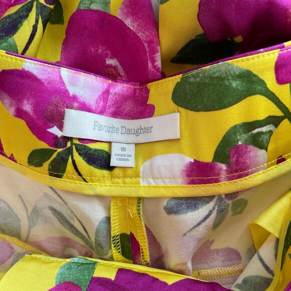 NWT Favorite Daughter Fiona Floral Satin Wide Leg Pants Sz 10 Yellow Pink Floral - Picture 16 of 16
